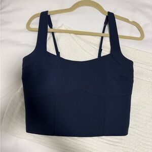Navy blue crop top with a square neckline #y2k